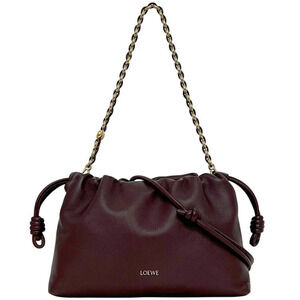 Loewe Flamenco Shoulder Bag Bordeaux Purple Dark Burgundy Red Handbag Leather